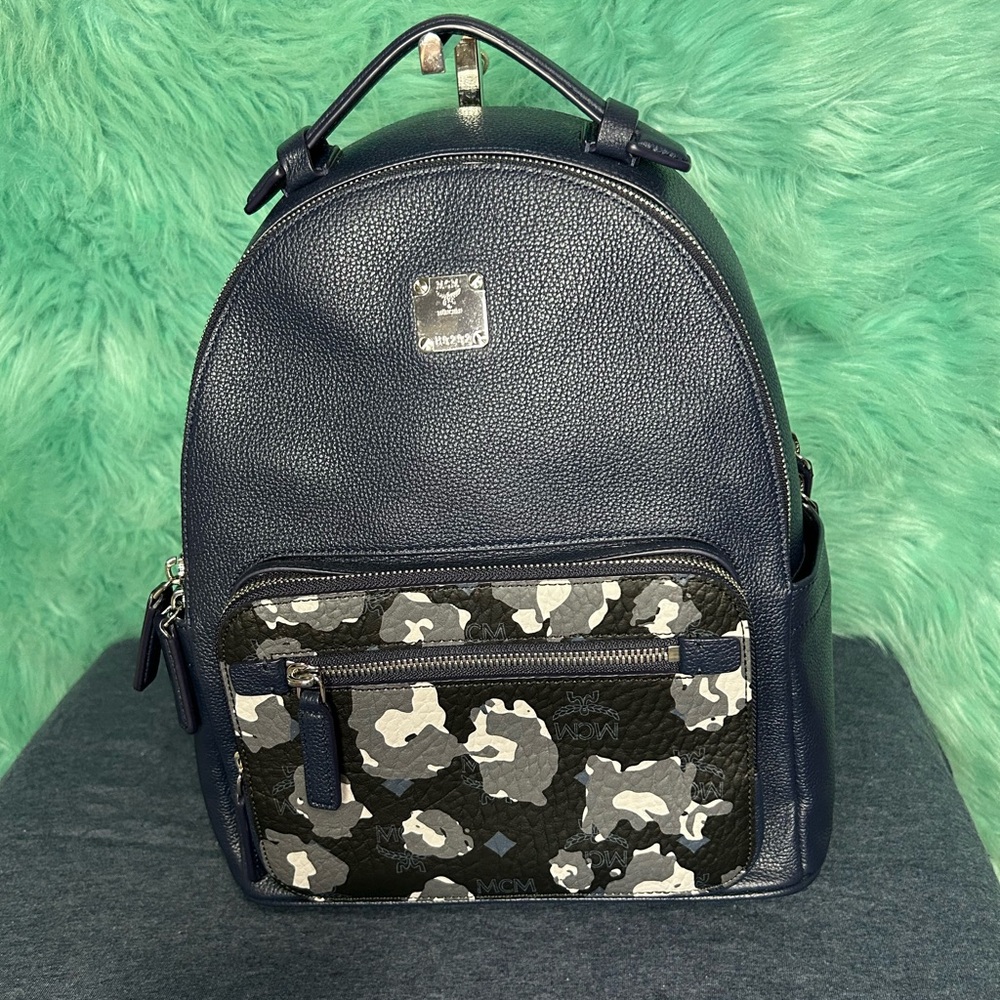 MCM Blue and Black Camouflage Men's Backpack